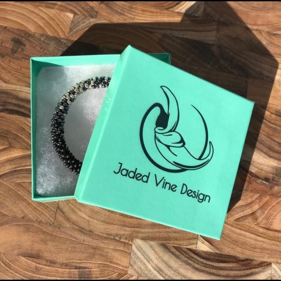 Ice Blue Iridescent Beaded Cuff Bracelet | Handmade Custom | Jaded Vine Design - Picture 6 of 6